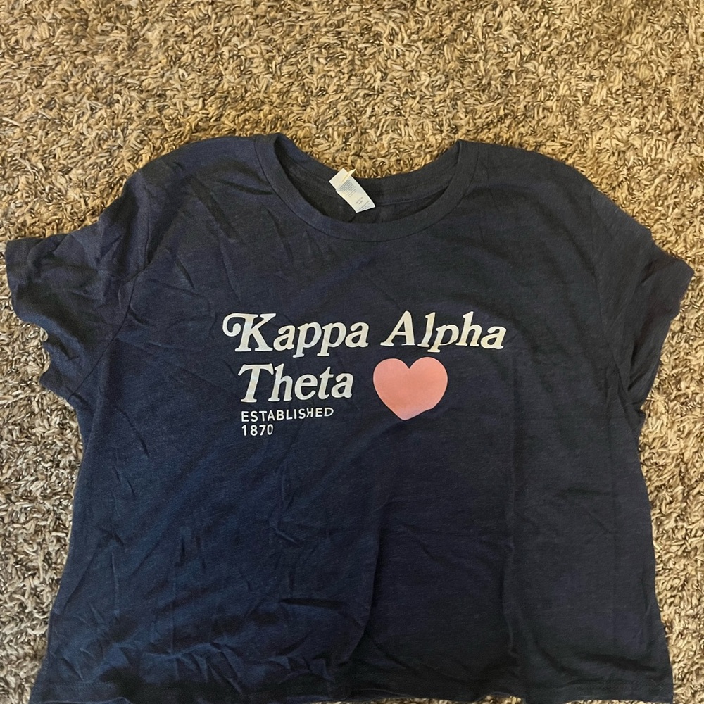 Blue Crop Top with Kappa Alpha Theta Print